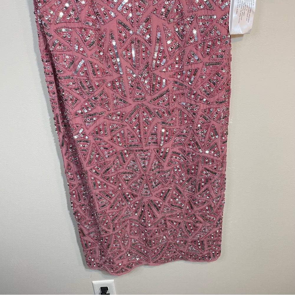 Mac Duggal Pink Sequin Sheath Midi Dress - Picture 7 of 15